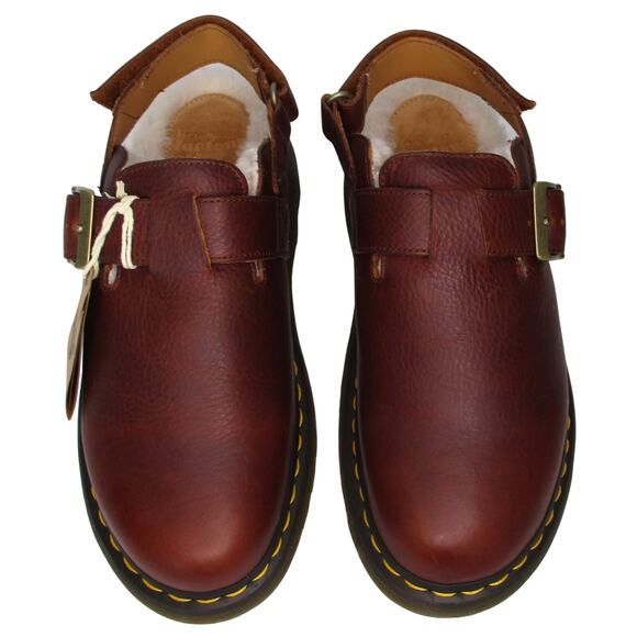 New DR. MARTENS Jorge II Faux Fur Lined Leather Slingback Mules Unisex M8 / W10 - Picture 2 of 10
